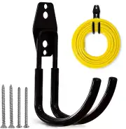 Wall Mounted Garden Hose Hangers: Heavy Duty Black Hooks for Outside. Organizer