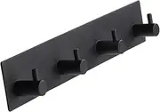 giti island Self Adhesive Towel Hooks for Bathrooms Black Stick on Wall Hooks Bath Adhesive Towel Hanger Peel and Stick Matte Black Shower Hooks for Wall Adhesive Coat Hook for Wall Mount 4 Hooks