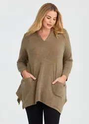 [TS] Taking Shape Button Detail Snug Tunic Size 12 in Brown - Plus Size Women's Clothing Brown
