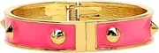 [Lova Jewelry] Punk Spiked Hot Pink Fuchsia Metal Gold Tone Clasp Bangle Bracelet