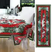 BEAUVILLE, REVE d'HIVER, CARMINE FRENCH LUXURY CHRISTMAS TABLE RUNNER, 20" X 59"