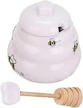 ELAYARD Honey Pot Jar Bee Motif Ceramic Spice Container Honey Bottle for Kitchen
