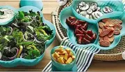 Tupperware Chip N Dip/Salad 2 Pc. Set Spring Green Divided Party Tray