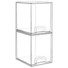 7.6" H Clear Stackable Storage Drawers, 2 Pack Plastic Organizers Bins for Sk...