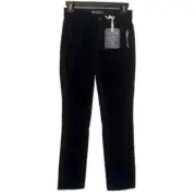 Democracy Ab Solution Straight Leg Corduroy Pants Womens Size 0 Petite Black NWT