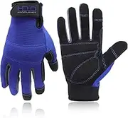 HANDLANDY Mens Work Gloves Touch Screen, Synthetic Leather Utility Gardening Gloves, Flexible Breathable Spandex Back- Padded Knuckles & Palm