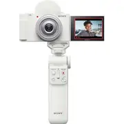 Sony ZV-1F White Digital Vlog Camera w/Sony GPVPT2BTW Bluetooth Shooting Grip-White