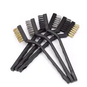 6PCS Small Wire Brush Set for Rust Removal and Gap Cleaning - Nylon Brass Steel