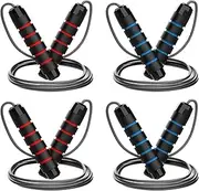 Jump Rope, 4pcs Weighted Tangle-Free Jump Ropes for Speed Jumping, Adjustable Skipping Rope with Ball Bearings & Memory Foam Handle for Men Women Kids Fitness Gym and Endurance Training