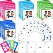 Zubebe 12 Pack School Friendly Playing Cards Bulk, Numbers 0-13, Shapes, Jumbo Index, Multicolored Patterned Deck for Teaching Counting and Probability, Home Learning Games