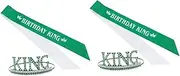 [Healeved] 2 Sets Birthday Decorations for Men King Crown Headband with Sash and Rhinestones