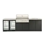 Crossray Stainless Steel Gas BBQ 4B-S Outdoor Kitchen w/ Dbl Fridge/Sink V10