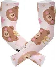 Amooorous Cartoon Cute Brown Teddy Bear cooling tattoo cover up UV protection sleeve women for cooling feeling anti-snag cubre brazos