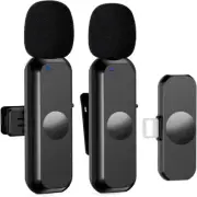 Wireless Lavalier Microphone Compatible with iPhone, Mini Dual Lapel Clip on Mic