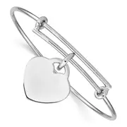 Sterling Silver Rhodium-Plated Engraveable Heart Bangle