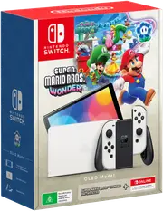 Nintendo Switch OLED White Super Mario Bros. Wonder + NSO 12 Month Bundle