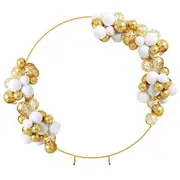 SpringUp 2M Metal Round Wedding Balloon Arch Backdrop Stand Flower Background for Party Decoration - Gold