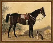 ARPEOTCY Framed Canvas Horse Wall Art, Vintage Classic Art Prints for Home Desktop Decor, Rustic Farmhouse Country Wall Decor for Living Room, Bathroom, Office, Bedroom, 8"x10"