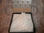 Vintage NOS Artway Bath Shower Curtains Pom Poms White Vinyl New In Original Box