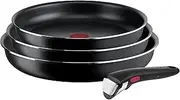 [Tefal] Ingenio Easy On 4-Piece Pan Set with Removable Handle, 22/24/26 cm, Stackable, Space-Saving, Pans with Non-Stick Coating, Easy to Use and Clean, L15992