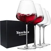 [Yaschmo] Crystal Red Wine Glasses Set of 4, 24.8oz Large Wine Glasses with Long Stem, Hand Blown Lead-Free Glass, Ideal Gift Packaging for Wedding,Anniversary, Birthday,Christmas