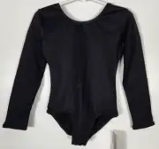 Danskin Girls Size Small (4-6) Black Long Sleeve Nylon Leotard NWT