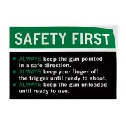 Horizontal Vinyl Stickers Safety First! Gun Safety Rules! Security Sign Security