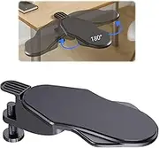 Computer Arm Rest for Desk, 180° Adjustable Rotating Desk Extender Tray, Elbow Armrest Support Keyboard Wrist Rest Pad, Ergonomic Arm Wrist Rest for Office (Black)