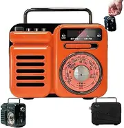 Retrowave 7-in-1 Radio,New Portable Am Fm Radio Bluetooth Rechargeable Battery Operated with Bluetooth/Tf/U Disk/Aux Playback, Fm/Am/Sw Radios, LED Lighting, Sos Alarm,Clock (Orange)