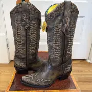 Corral Western Boots C3881 Black Leopard Studs, Womens 8 $260