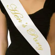 Hen's Party White With Gold Satin Bride Sash Bachelorette Sashes Bridal Shower Hen Night Wedding PARTY 10col