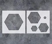 GSS Designs Hexagon Simple Large Wall Stencil for Painting - Geometric Pattern Honeycomb Stencil 12x12Inch (2 Pack) - Wall Stencils for Bedroom Home Decor - Assorted Size (Hexagon)