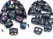 50 Black with Expression Smile Oval Tube Beads 12X10mm with Big Hole