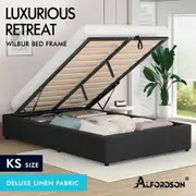 ALFORDSON Bed Frame King Single Gas Lift Storage Mattress Base Charcoal WILBUR