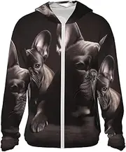 [LHBWCVN] UPF 50+ Light Jacket Full Zip Sun Protection Hoodie for Women Men Long Sleeve Bulldog Sun Shirts