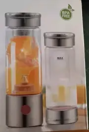 On-The-Go Portable Blender USB Wireless Stainless Steel 2 17oz Cups BPA FREE NIB
