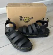 NEW Dr Martens Blaire Hydro Black Leather Platform Sandals Women’s US 11 EU 43