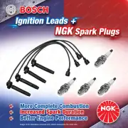 4 x NGK Spark Plugs + Bosch Ignition Leads Kit for Subaru Forester SF SF5 605mm (for: Subaru)