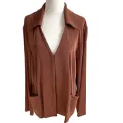 Chico’s Travelers Blake Jacket Sienna Brown Acetate Blend Size 2 (Large/12)