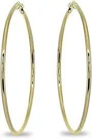 [Hoops 4 Less] Gold Flash Stainless Steel Round Polished Hoop Earrings for Women Girls (2x25mm-75mm Diameter)