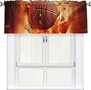LHBWCVN Basketball Valances for Windows, Rod Pocket Window Treatment Drapes Farmhouse Kitchen Curtains Short Blackout Window Curtains for Living Room Bedroom Decor 54x18 Inch