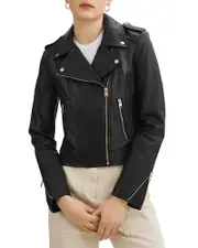 Lamarque Donna Fitted Leather Biker Jacket