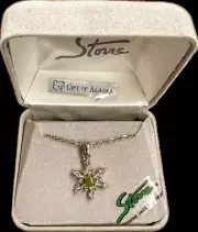 STORRS STERLING 6 STONE STAR WITH GENUINE JADE PENDANT 16" Chain - Alaska Gifts