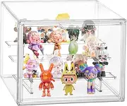 Powerful Acrylic Display Case for Collectibles 4 Layer Clear Acrylic Box with Magnetic Attraction Lid & 2 Movable Plate for Lego Pop Figure Toys Keepsakes Display Storage
