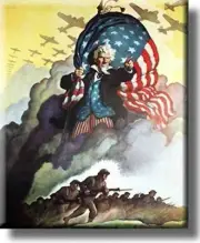 Vintage Uncle Sam War Picture on Stretched Canvas, Wall Art Decor, Ready to Hang