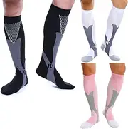 [feifanshop] 3 Pairs Sports Compression Stockings Support Stockings Travel Knee Socks Women Men