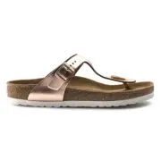 Birkenstock Gizeh Soft Footbed Natural Leather Sandals - Regular Women's - Metal
