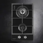 Gas Cooktop 30cm Gas Stove Cooker 2 Burner Cook Top Konbs NG LPG Black