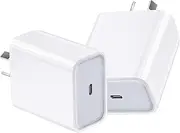 USB C Charger, 2-Pack 20W Fast Charger PD 3.0, Durable and Compact USB-C Power Adapter, Compatible with iPhone16/15Pro/14/13/12ProMax, Galaxy S21 Ultra Plus S20 Series, Google Pixel