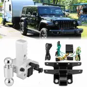 Trailer Tow Hitch + Wiring and 2" Ball + Lock For 2018-2025 Jeep Wrangler JL/JLU